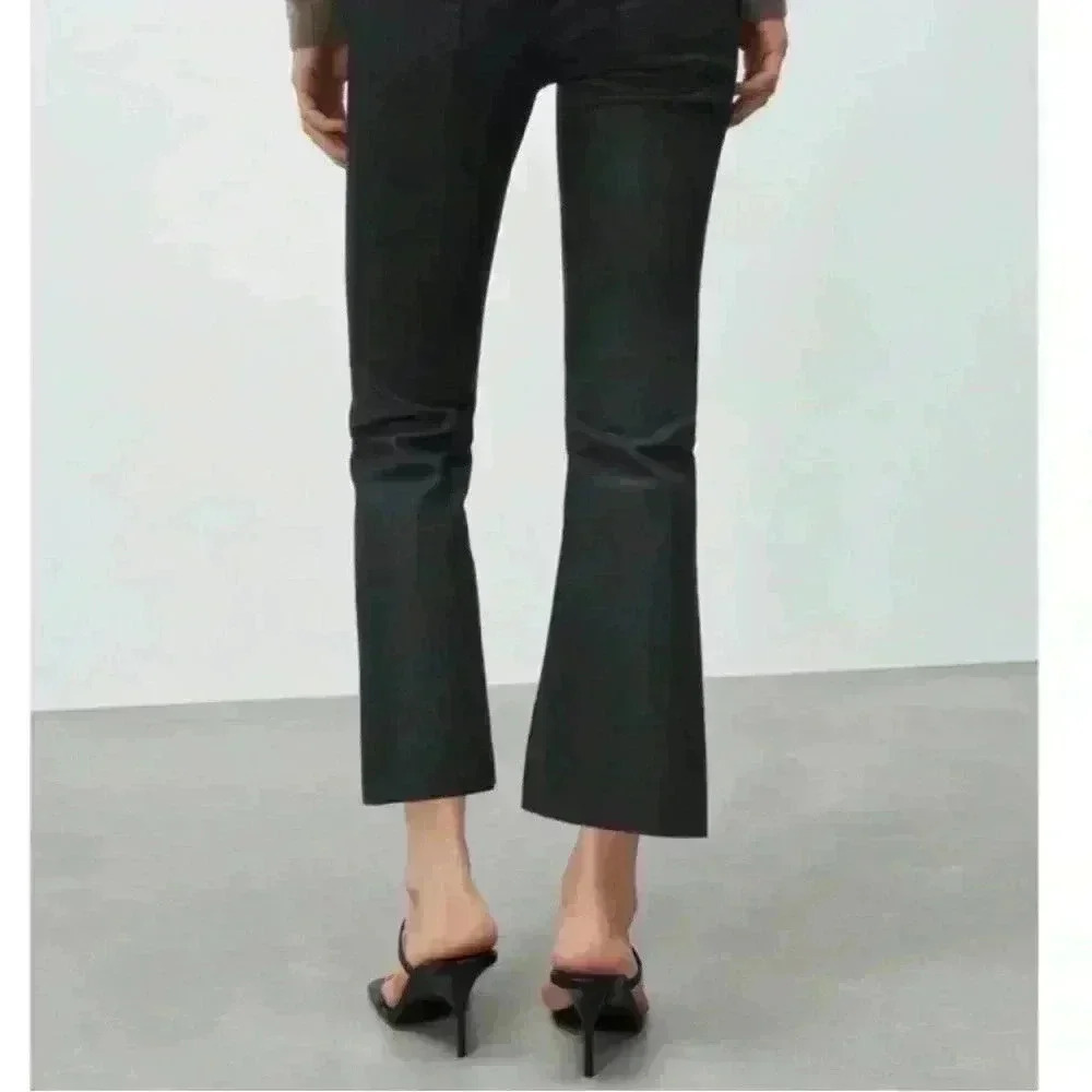 Zara women’s 4 black The Dreed Flare Pants high waist cropped NWT casual career - Picture 3 of 12